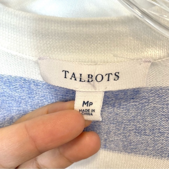 Talbots Blue Striped Sweater Cardigan Duster MP - Picture 9 of 12